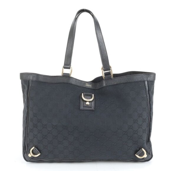 Gucci Handbags - Gucci GG Canvas Leather Tote Shoulder Hand Black A4 Mee
